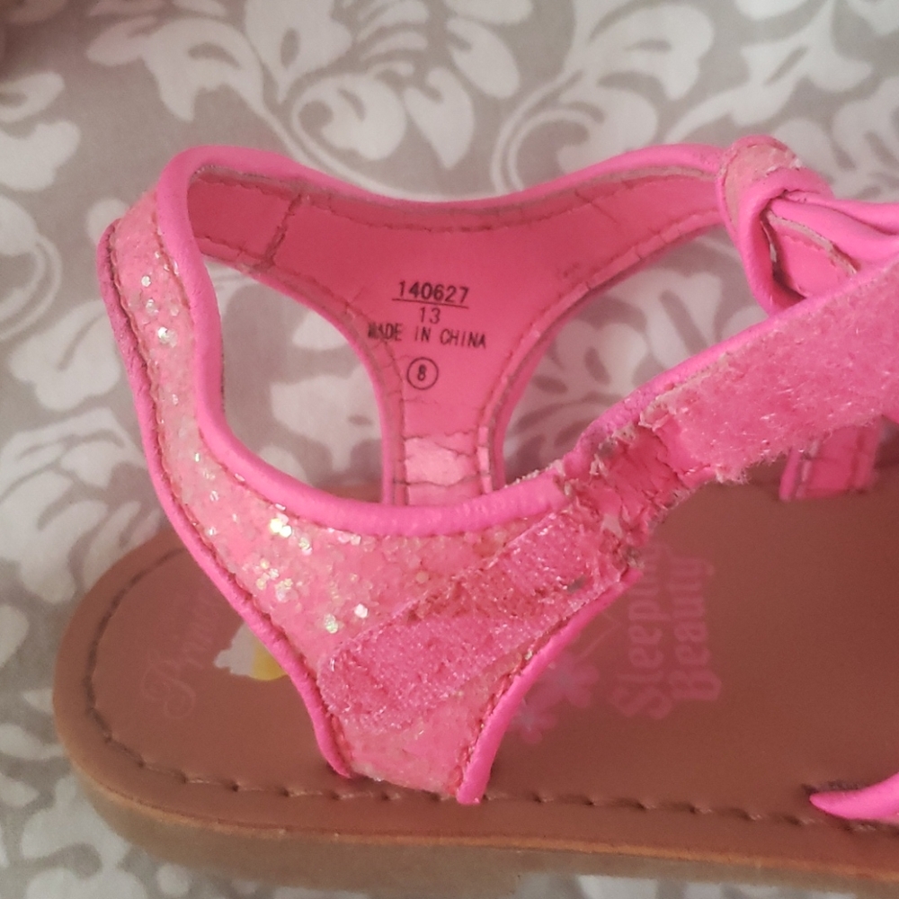 Disney Princess Sleeping Beauty Pink Glitter Sandals - Picture 4 of 7